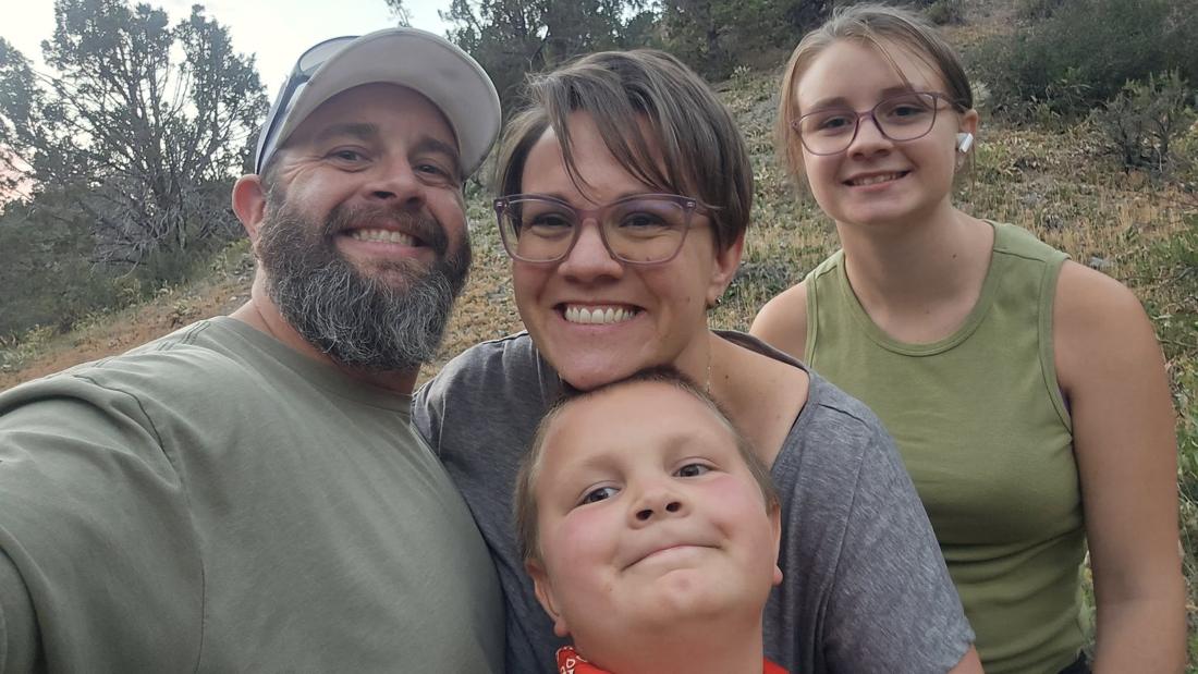 The Pedersen family hiking