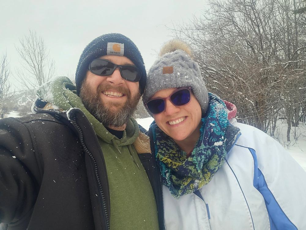 Candy and Ryan in the snow
